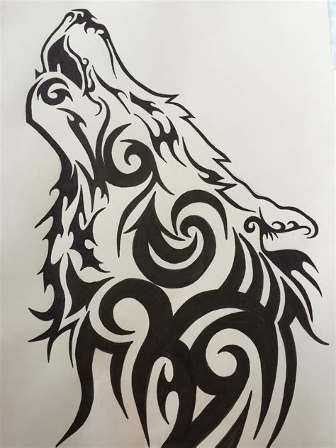 Wolf Drawing Tribal