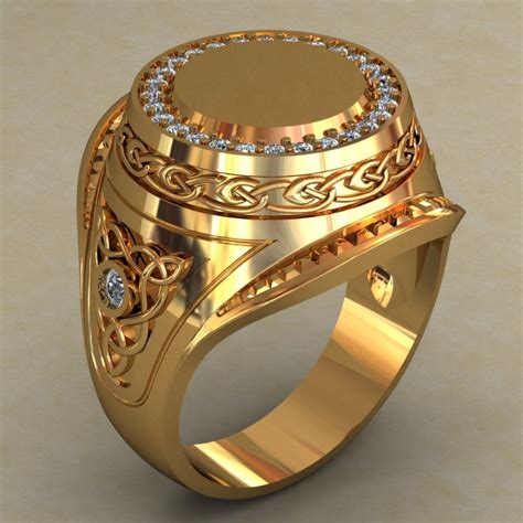 SALE 10% Large Mens Signet Ring Gold Signet Ring by WorldOfGold