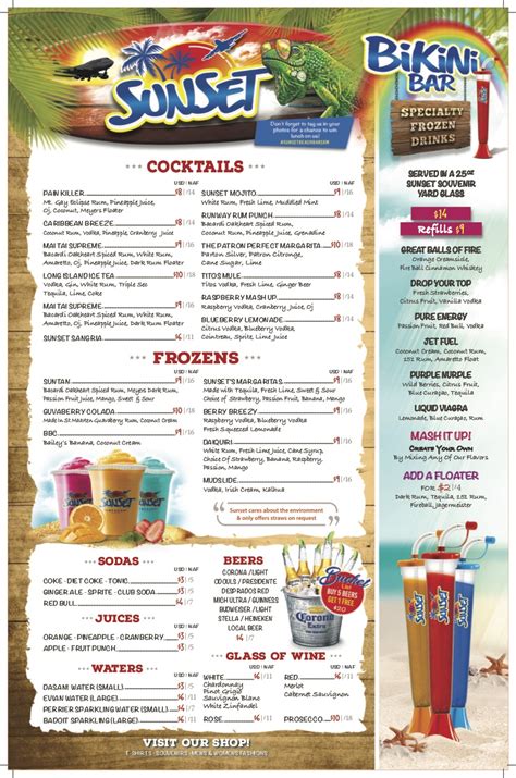 Menus - Sunset Beach Bar Sxm