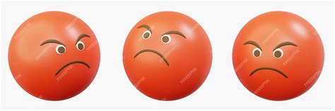 Premium PSD | 3d emoticon or smiley angry red ball emoji