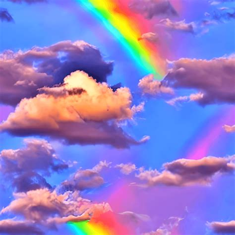 Dramatic Fluffy Rainbow Clouds Graphic · Creative Fabrica