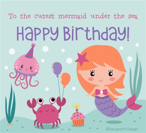 Mermaid Birthday Card Printable - Printable Word Searches