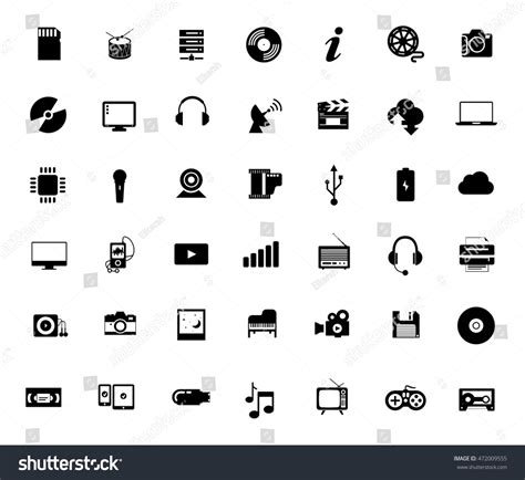 Multimedia Symbols Sound Instruments Audio Video Stock Vector (Royalty ...