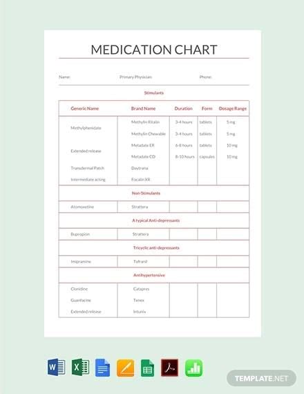 14+ Medication Chart Template - Sample, Example, Format Download! | Free & Premium Templates