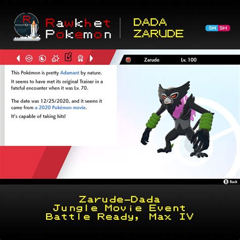 Buy Zarude-Dada for Pokemon Sword and Shield! - Rawkhet Pokemon