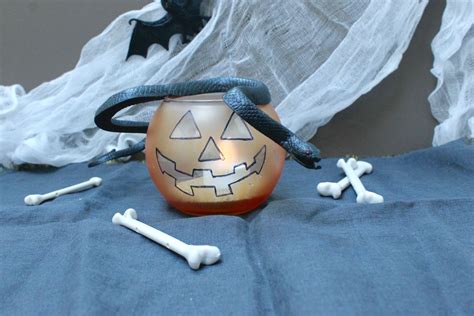 DIY Halloween Jack-O-Lantern and Cauldron Candle Holders