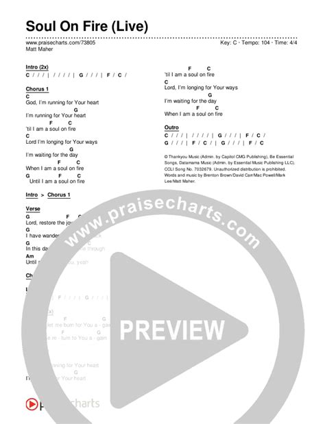 Soul On Fire (Live) Chords PDF (Matt Maher) - PraiseCharts