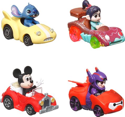 Buy Hot Wheels RacerVerse, Set of 4 Die-Cast Disney Toy Cars Optimized ...