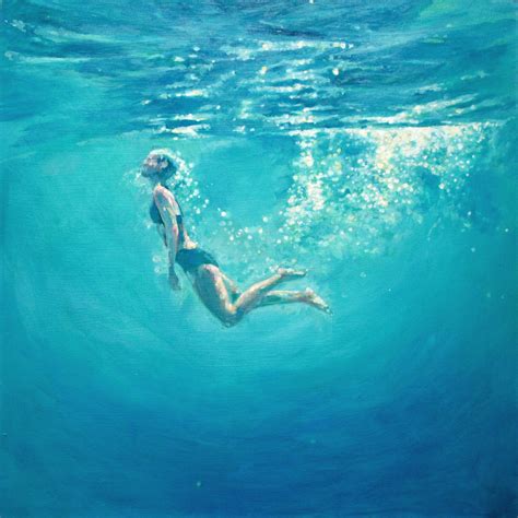 Ocean Swimmer Art Print of Painting Titled Silent Swimmer of Ocean Deep ...