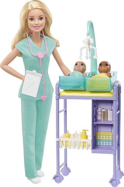 Barbie Baby Doctor Playset with Blonde Doll, 2 Infant Dolls, Exam Table ...