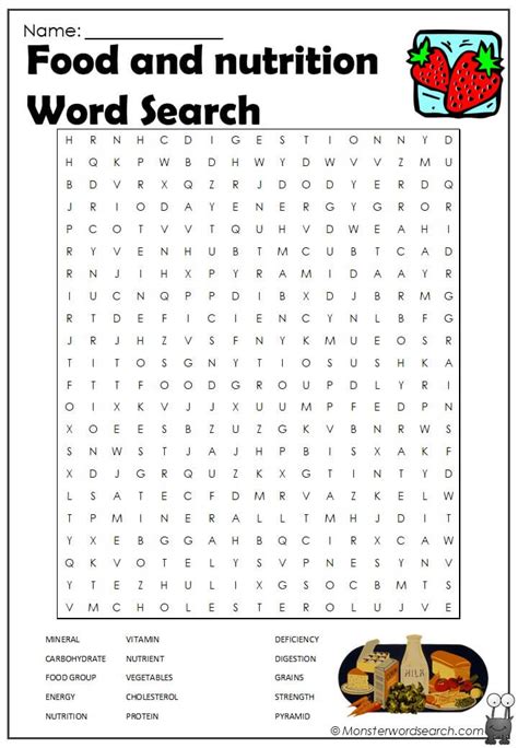 Food and nutrition Word Search