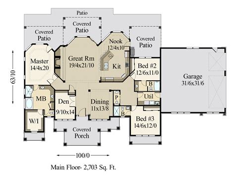 Lodge Life House Plan | One Story Luxury Home Design with Beamed ...