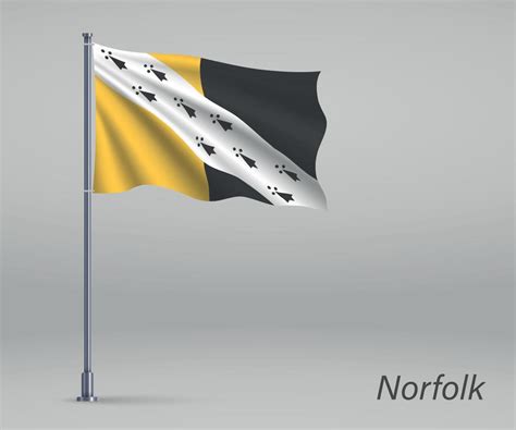 Waving flag of Norfolk - county of England on flagpole. Template ...