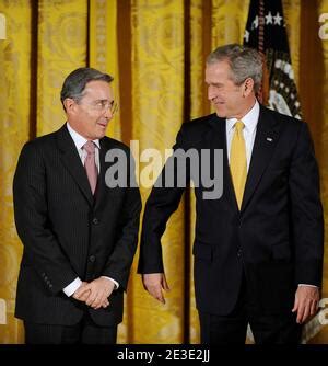 Colombian President Alvaro Uribe and US President Barack Obama during a meeting in the Oval ...