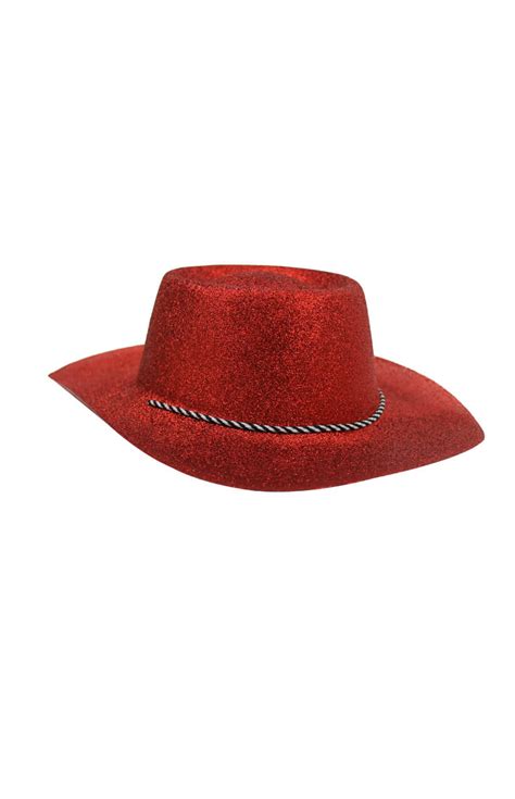 Red Glitter Cowboy Hat - I Love Fancy Dress