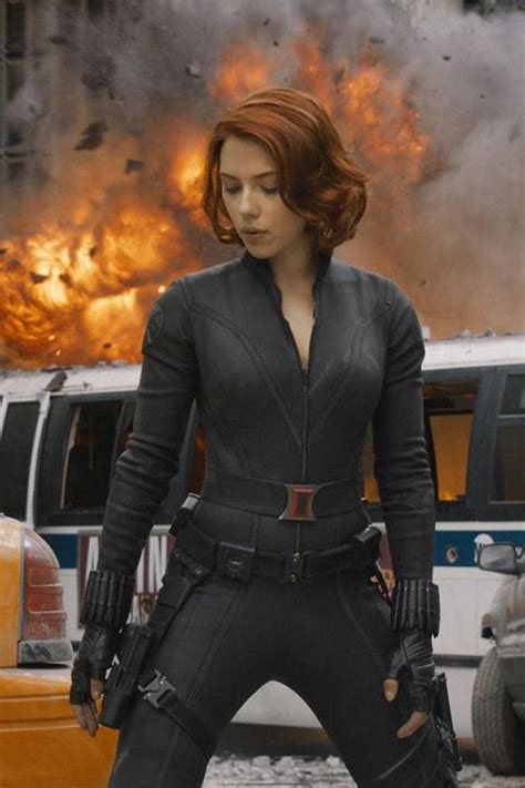 Scarlett Johansson The Avengers promotional pics - Leather Celebrities