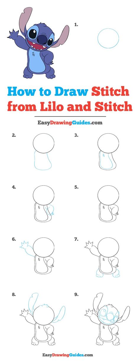 How to Draw Stitch from Lilo and Stitch - Really Easy Drawing Tutorial ...