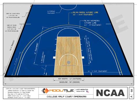 Basketball Half Court Dimensions (Drawings) | ModuTile