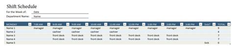 Employee Shift Schedule Template In Excel (Download.xlsx)