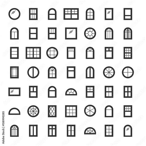 Windows. Architecture elements. Line icons isolated on white background ...