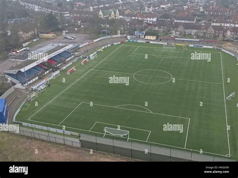 An aerial view of Gander Green Lane, home of Sutton United Football ...