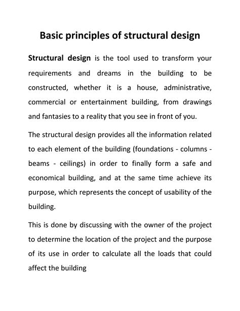 SOLUTION: Basic principles of structural design - Studypool