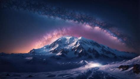 Premium AI Image | Starry Mountain A Mystical Night in Space