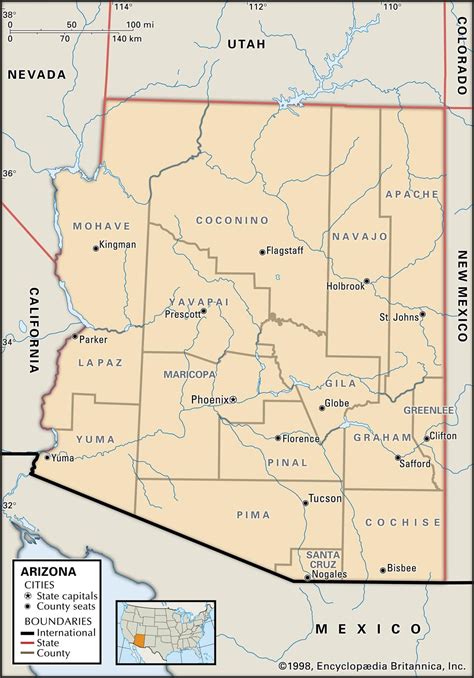 State and County Maps of Arizona