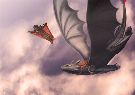 Hiccup and Toothless flying over the clouds by YAMATA12 on DeviantArt