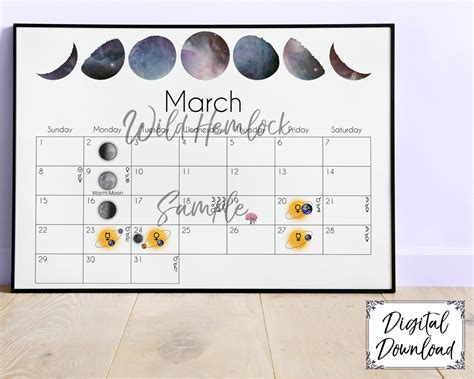 2020 Astronomy Calendar Moon Calendar with Nebula Moon Phases | Etsy