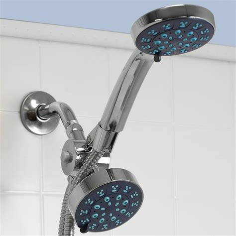 Pure Paradise 3.75 in. Fixed and Handheld Shower Head 5 Function Dual ...