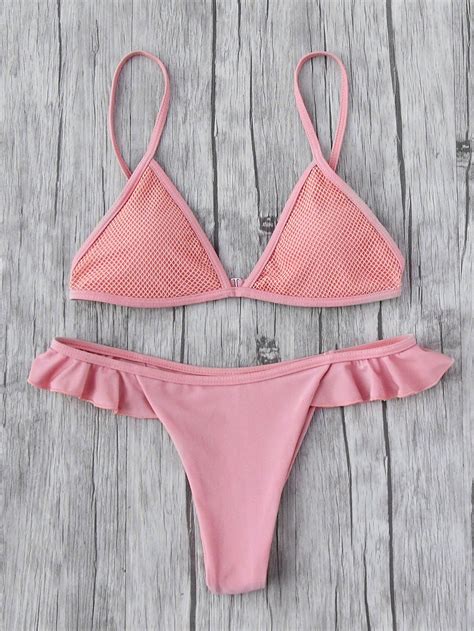 Shop Flounce Detail Triangle Bikini Set online. SheIn offers Flounce Detail Triangle Bikini Set ...