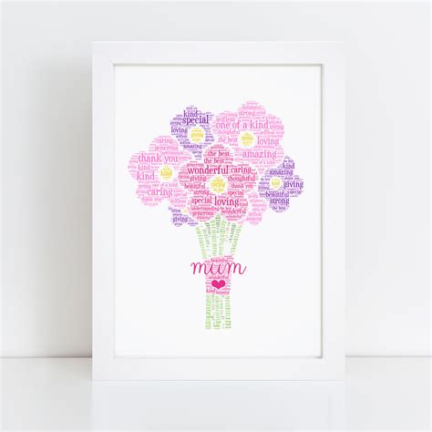 Personalised Flower Bouquet Word Art Print – Violet Grace