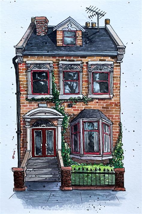 London Townhouse, Watercolour and Ink in 2020 | Architecture drawing art, Watercolor ...