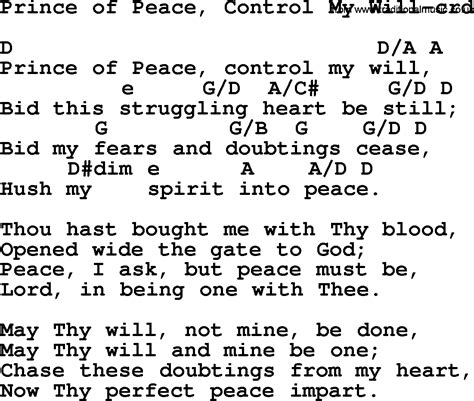 Top 500 Hymn: Prince Of Peace, Control My Will - lyrics, chords and PDF