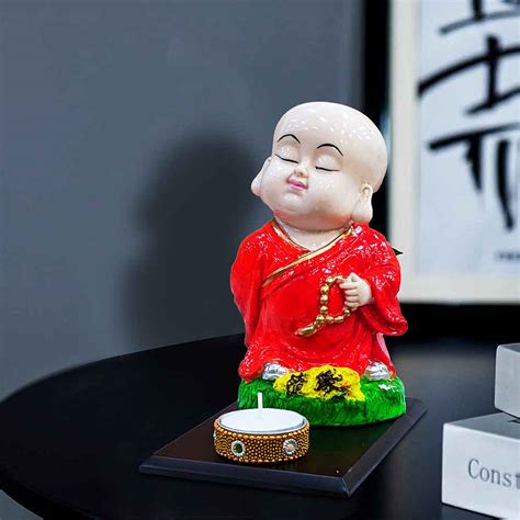 Buy Baby Monk Buddha Statue With Candle Tealight Holder Online | Call 8884243583 | Baby Monk ...