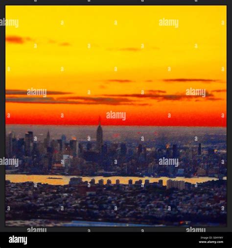 New York City sunrise skyline Stock Photo - Alamy