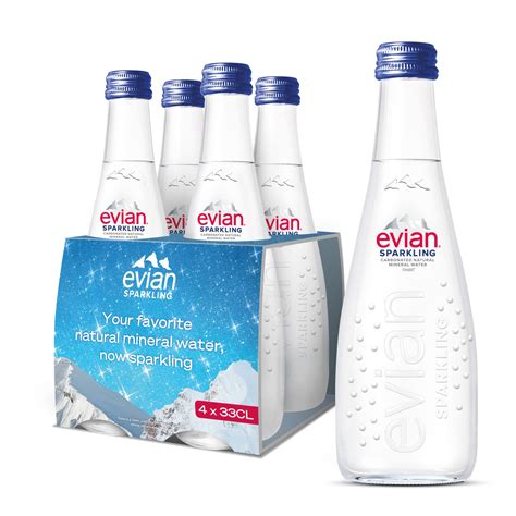 Buy Evian Sparkling Carbonated Natural Mineral Water, Glass Bottle, 330 ...