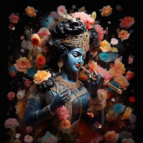 Premium AI Image | Lord Krishna and playing flute on the occasion of ...