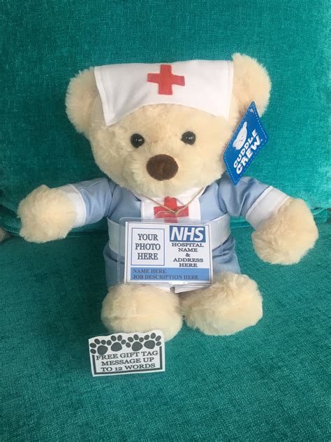 Nurse Teddy Bear Personalised Nhs Photo Badge Nurse Uniform - Etsy UK