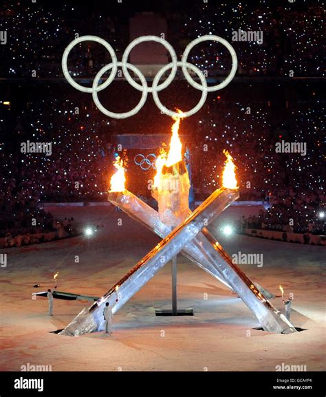 The olympic torch 2010 winter olympics opening ceremony bc place hi-res ...