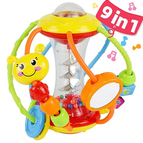 Amazon.com: Baby Toys 0-6 Months - Baby Toys 6 to 12 Months Rattles with Mirror Spinner Beads ...