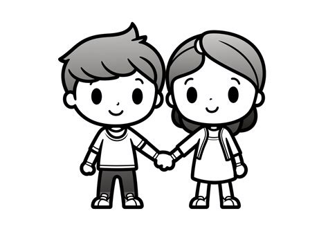 Anime Couple Holding Hands Sheet - Coloring Page