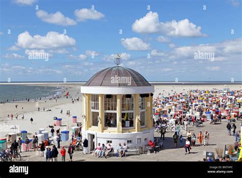 pavilion at the beach of Borkum Town, Borkum Island, East Friesland ...