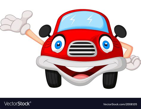 Cute red car cartoon character Royalty Free Vector Image