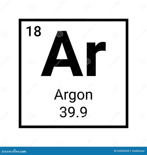 Argon Periodic Table Element Symbol. Chemistry Argon Atom Sign Stock Vector - Illustration of ...