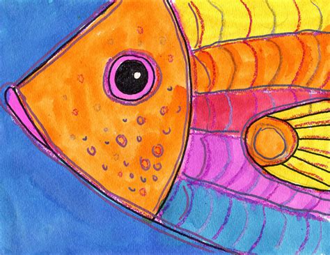 How to Draw and Paint a Fish Head: Easy Watercolor Resist Art Project