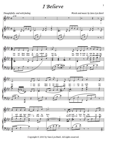 I Believe – PDF Sheet Music