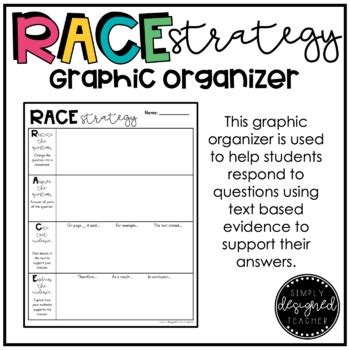 RACE Strategy Graphic Organizer FREE by Simply Designed Teacher | TpT