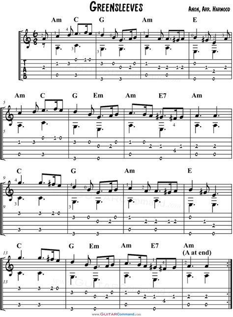 Greensleeves Guitar TAB: Play This Easy Fingerstyle Solo Arrangement